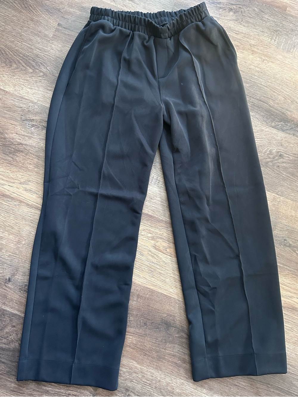 Women’s a new day Black Elastic Waist Straight-Leg Pants size medium pockets